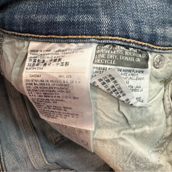 Levi's 505 Straight Leg Blue Jeans Size 10 - shortened length - Picture 9 of 10